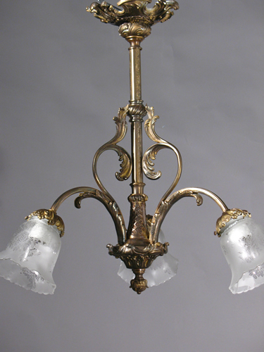 3-Light Cast Bronze Chandelier